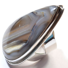 925 Sterling Silver Montana Agate 2 Inch Stone Adjustable Rings Suppiler