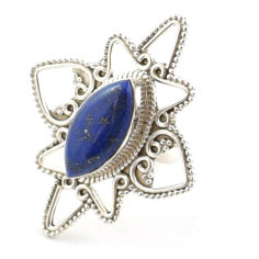 925 Sterling Silver Cabochon Blue Lapis Lazuli Gemstone Ring Exporter