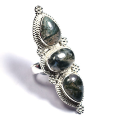 Moss agate statement rings Supplier