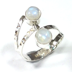 A Perfect Gift Option Pure Silver Rainbow Moonstone Ring Manufacturer
