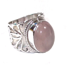 925 sterling silver rose quartz finger casual wear ring Exporter