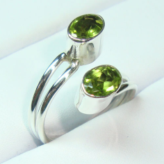 genuine gemstones green peridot adjustable band finger ring Supplier