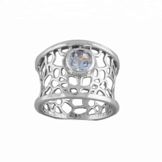 Blue Stone Silver Jewelry Blue Topaz Ring Exporter