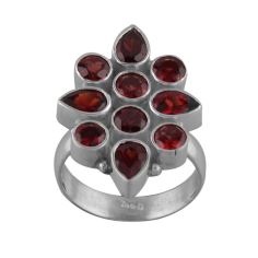 Natural Gemstone Silver Jewelry Red Garnet Stone Ring  Exporter