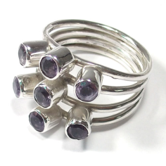Sterling Silver Amethyst Ring Purple Stone Ring Manufacturer