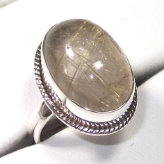 Latest Rutilated Quartz Gemstone Pure Silver rings Supplier