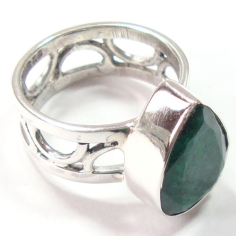 925 Sterling Silver Genuine Emerald Ring Manufacturer