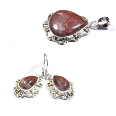 Crazy lace agate gemstone Indian silver jewelry sets  Suppplier