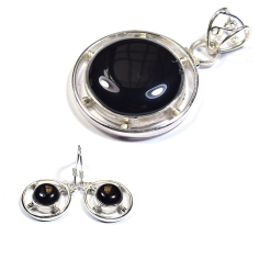 Black onyx 925 sterling silver pendant and earrings jewelry Exporter