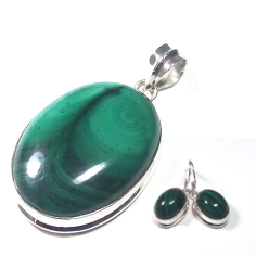 925 Sterling Silver Malachite Gemstone Jewelry Set Supplier