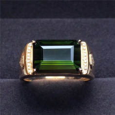 18K Rose Gold Natural Green Tourmaline Ring Wholesaler