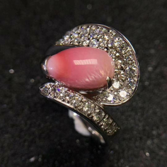 2.87ct Natural conch pearls ring women Supplier