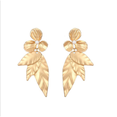 Leaf gold alloy plated stud earrings Exporter