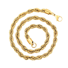 Copper dubai Gold Plated 20 inch Rope Chains Necklace Manufacturer