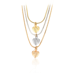 Korea style three color heart pendant necklace Wholesaler