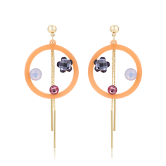 14K Gold color flower shape stone acrylic earrings Supplier