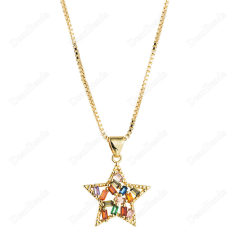 Pave Rainbow Cubic Zirconia CZ Star Shape Necklaces Wholesaler