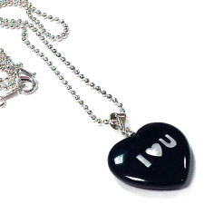 Natural gemstone necklaces shell pendant black agate heart Exporter