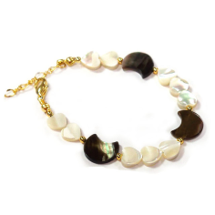 Black pearl shell moon M.O.P. heart bracelet Exporter