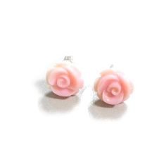 Natural queen conch shell earring hand made carving rose pink flower Exporter