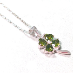 Wholesale Four leaf colorful cubic zirconia silver clover necklace