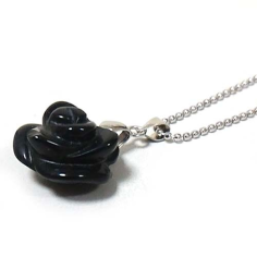 Onyx rose flower pendant necklace hand carved natural gemstone Supplier