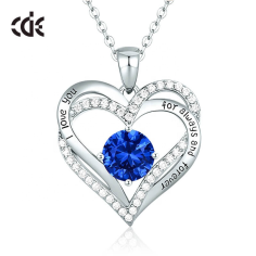 Crystal Pendent Sterling Silver Birthstone Blue Sapphire Exporter