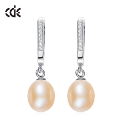 Micro Pave Freshwater Pearl Silver Oval Earring For Women Exporter