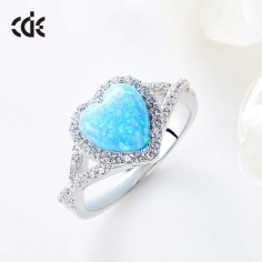 Wholesale Custom Girl Fashion Opal 925 Sterling Silver Heart Ring