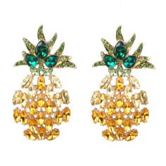 Colorful Full-jewelry new dazzling gold pineapple studs earring Wholesaler