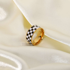 Black White Checkered Enamel Ring Wholesale Supplier