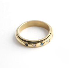 14k gold fashion shiny cubic zircon Rotatable Marriage ring Supplier