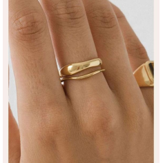 18K Gold Plated Stainless Steel Twist Croissant Dome Ring Supplier