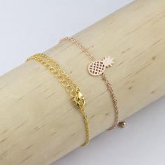 Gold Silver Rose gold Pineapple Pendant Bracelet Supplier