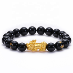 Black stone bracelet obsidian negro feng shui pixiu bracelet Bracelets Supplier