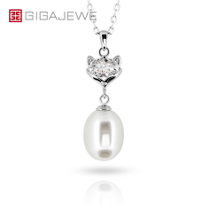 Pearl and Moissanite Oval White Gold 9K/14K/18K Necklace Supplier