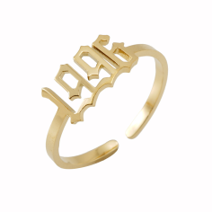 Stainless Steel 18K Gold Plated Lucky Angel Number Ring Wholesaler