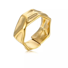 Dainty 18k Gold Plated Classic irregular concave and convex wave ring Wholesaler