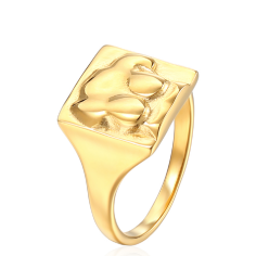 18K Gold Plated Stainless Steel Jewelry Square Elephant Signet Rings Wholesaler