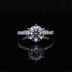 Round Shape 10k White gold engagement ring finger rings Supplier