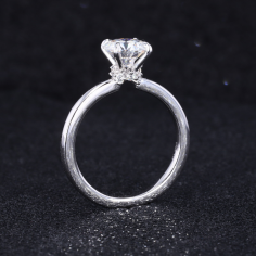 Brilliant Round Shape Solitaire 14k White Gold Engagement Rings Supplier