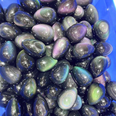 Wholesale Natural Stone Crafts AAA Grade Mexico Rainbow Obsidian Eggs Shape