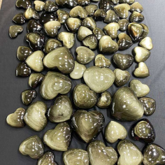 Wholesale Real Crystal Heart Natural Gemstone Puffy Heart Gold Healing