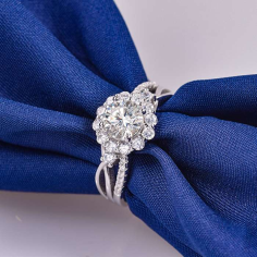 18k Gold Plated 2 Mircons Baguett Zc Diamond Engagement Ring Supplier