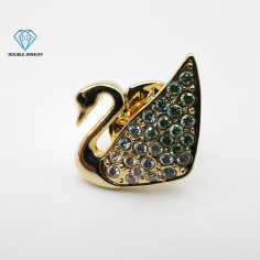 Swan Shaped Moissanite Brooch Jewelry Copper Plated 18k Gold Supplier