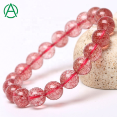 Strawberry quartz bracelets natural strawberry quartz bead crystal Supplier