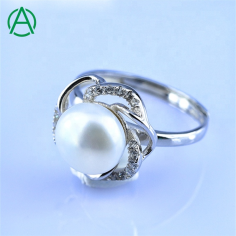 925 Sterling Silver Pearl Ring Natural Gemstone Rings Supplier