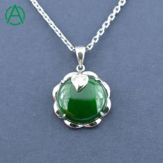 925 Sterling Silver Pendant Apple Nephrite Jade Pendant Supplier