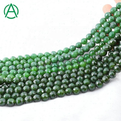 Natural 8mm Faceted Round Canadian Nephrite Jade Stone Loose Beads Supplier