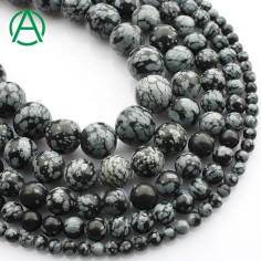 Natural Round Snowflake Obsidian Beads Stone Loose Beads Supplier